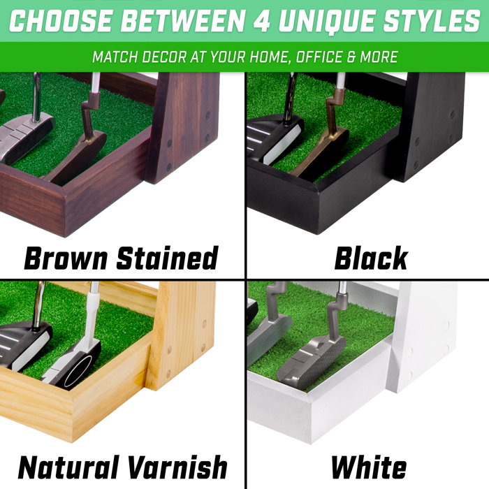 Gosports Premium Wooden Golf Putter Stand, Holds 6 Clubs Black